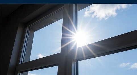 Bright sun glare through a window